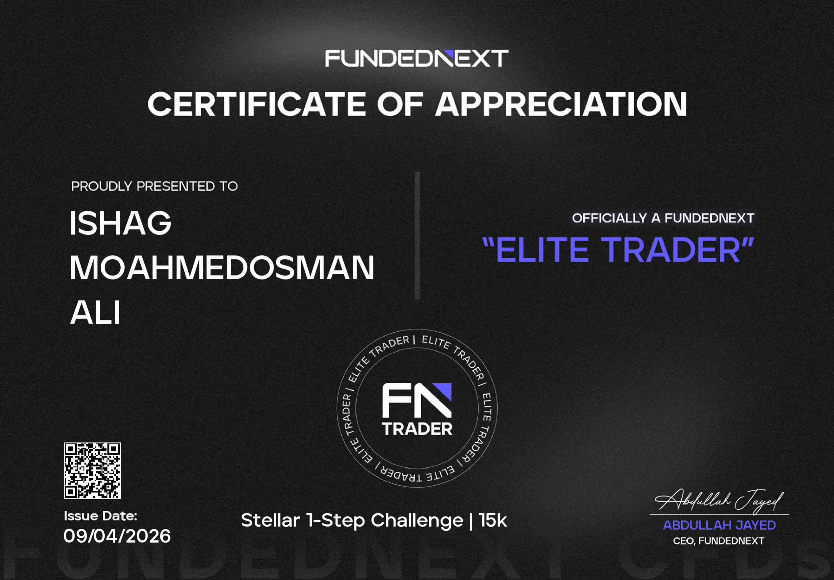 Ishag Moahmedosman Ali — FundedNext 1-Step Challenge