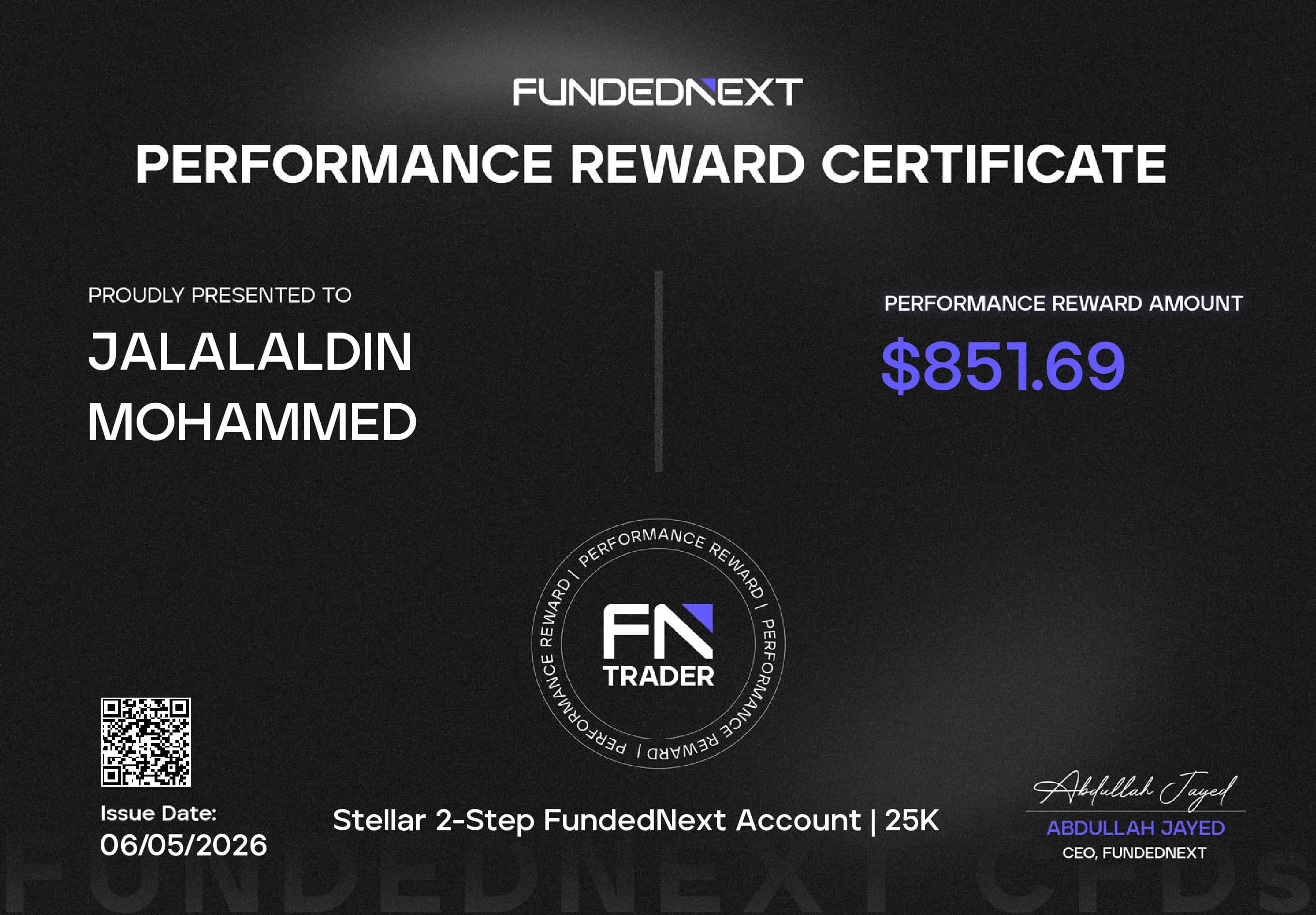 Earned a real reward — $851.69